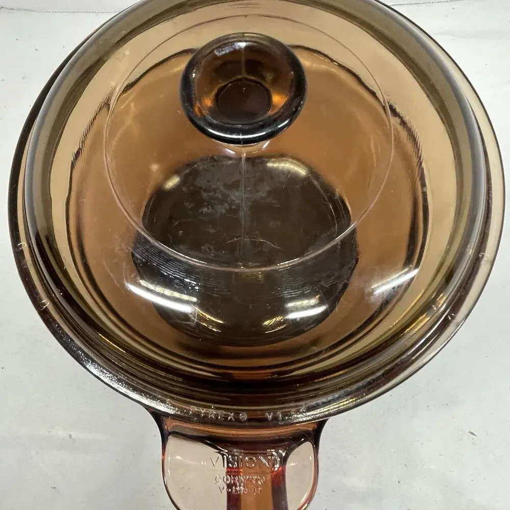 Corning Visions Vision Ware Amber 3pc Double Boiler 1.5L Pot Sauce Pan Lid